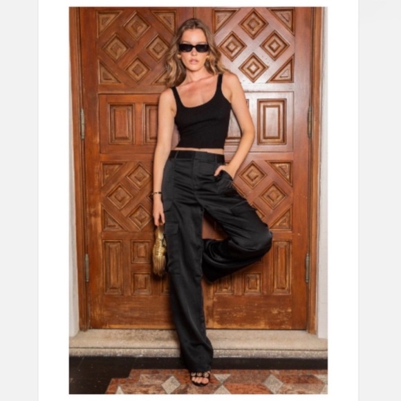 Noli Pants - Noli Milan satin cargo pants black 4